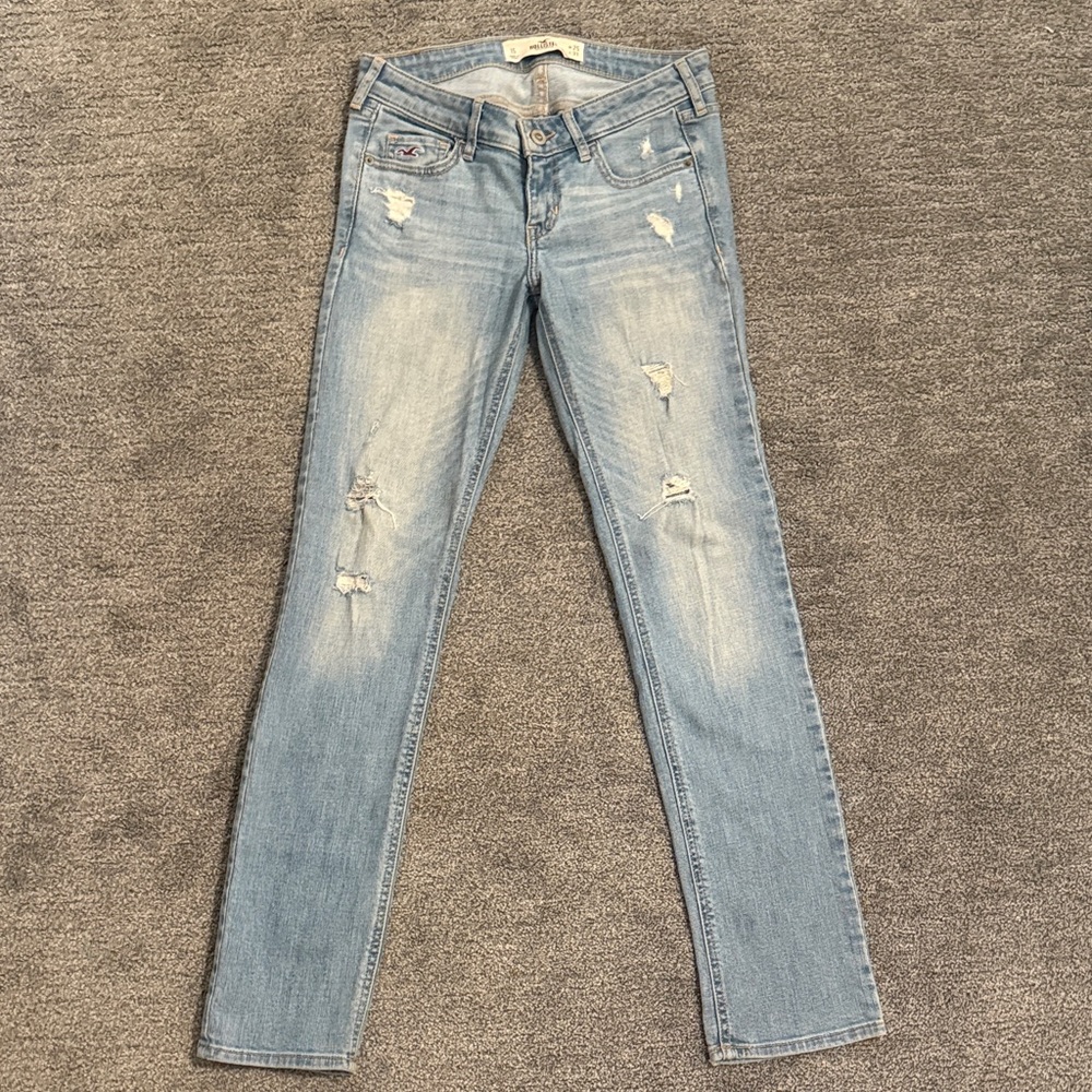 Hollister Light Blue Distressed Straight Jeans